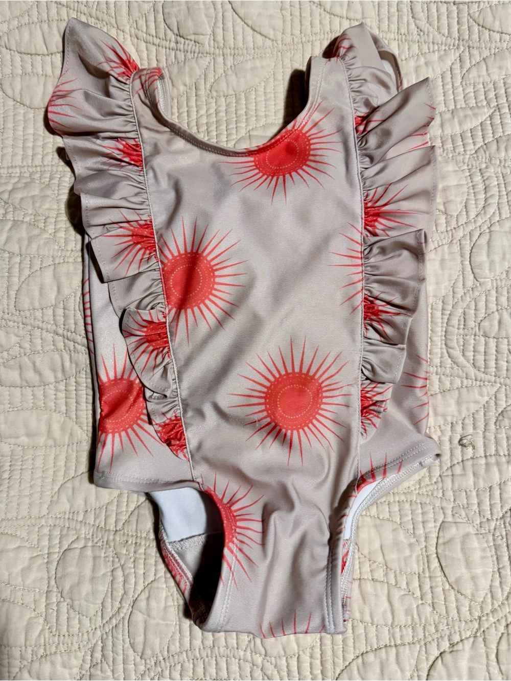 kate quinn Coral Sun One-Piece Swimsuit with Ruffle Shoulders